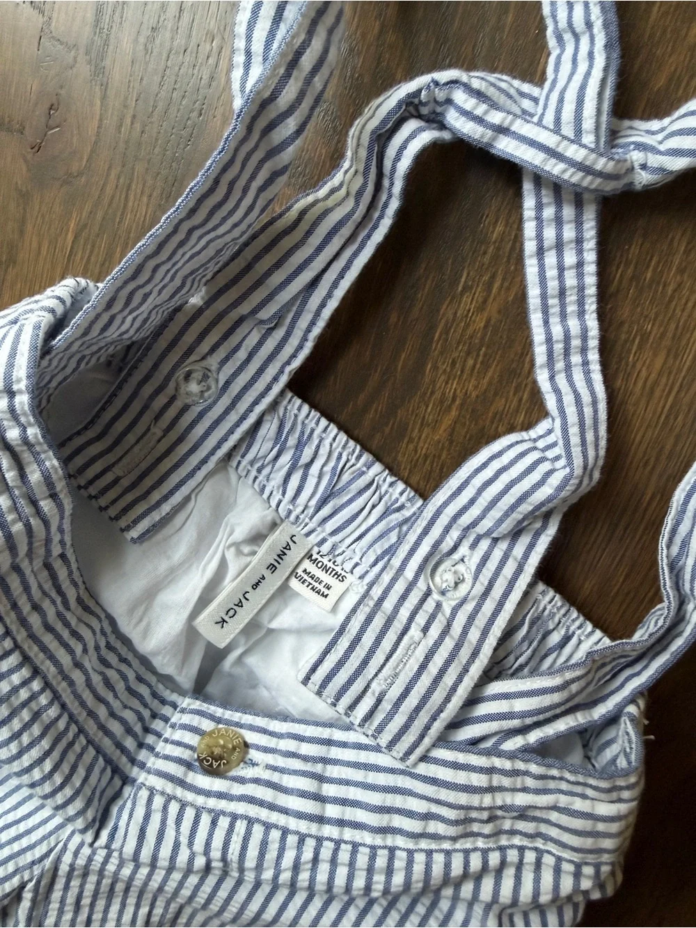 Janie and Jack Blue and White Striped Kids Suspender Pants